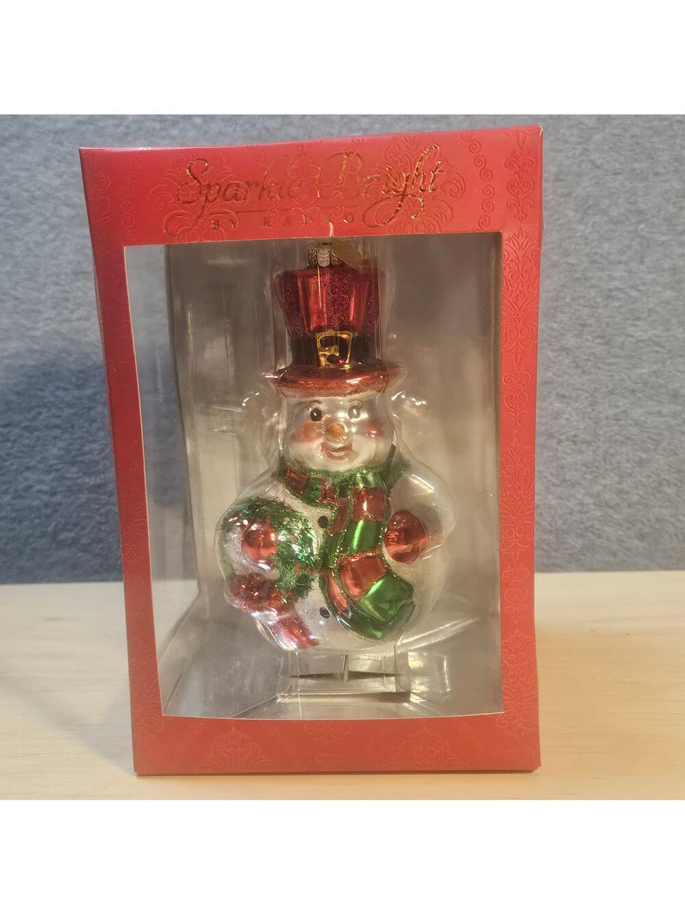 NIB Christopher RADKO Roly Poly Handblown Hand Painted Sparkle Bright Snowman